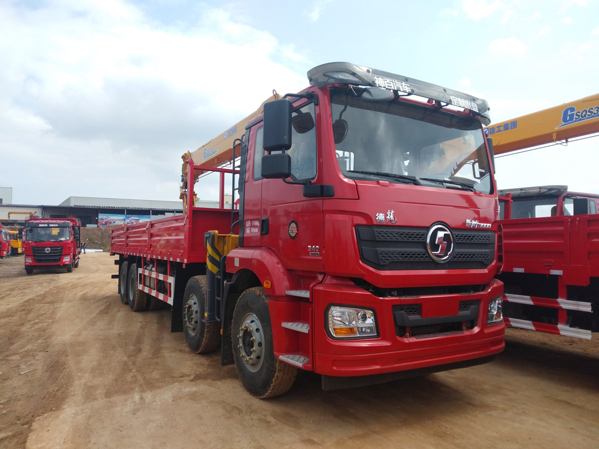 陜汽德龍新M3000駕駛室前四后八上裝徐工14噸直臂式吊機(jī) 陜汽德龍新M3000駕駛室前四后八上裝徐工14噸直臂式吊機(jī)